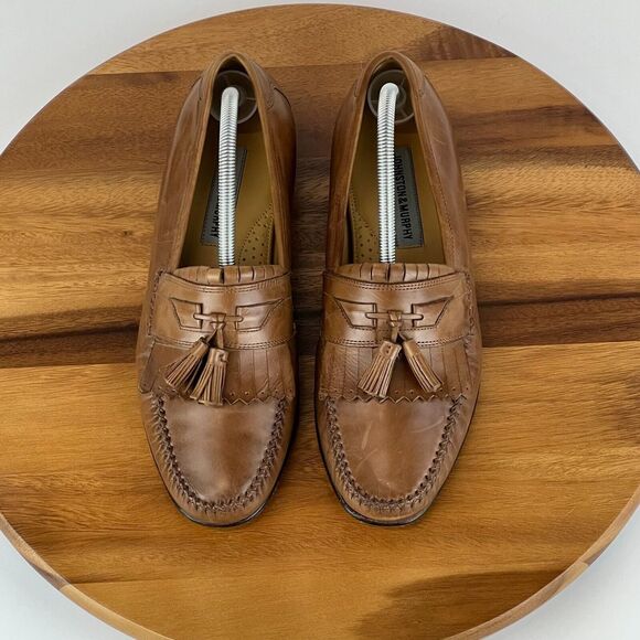 Mens Johnston &‎ Murphy Brown Leather Kilt Tassel Loafers Shoes Size 9 M GUC main image 5